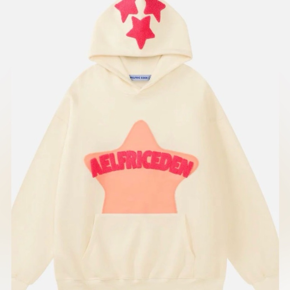 Aelfric Eden Kids Hoodie with Cream and Pink Star Design